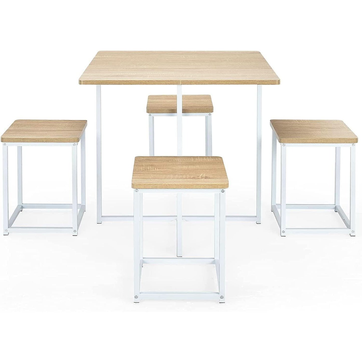 Compact Kitchen Table And Chairs Set Beige White Five Piece