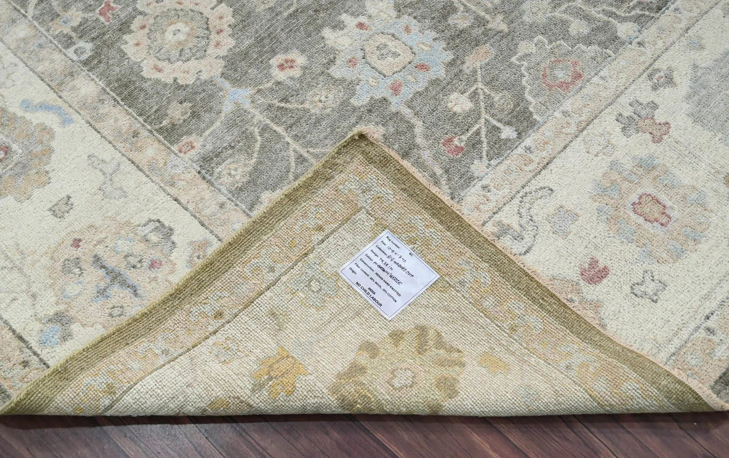LoomBloom 10x14 Gray Wool Traditional Turkish Oushak Hand Knotted Oriental Area Rug