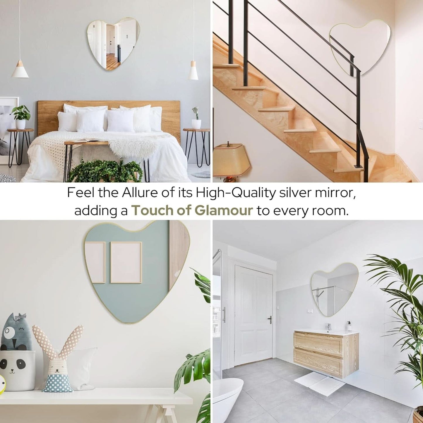 26 Inch Irregular Heart Wall Mirror For Home Decor