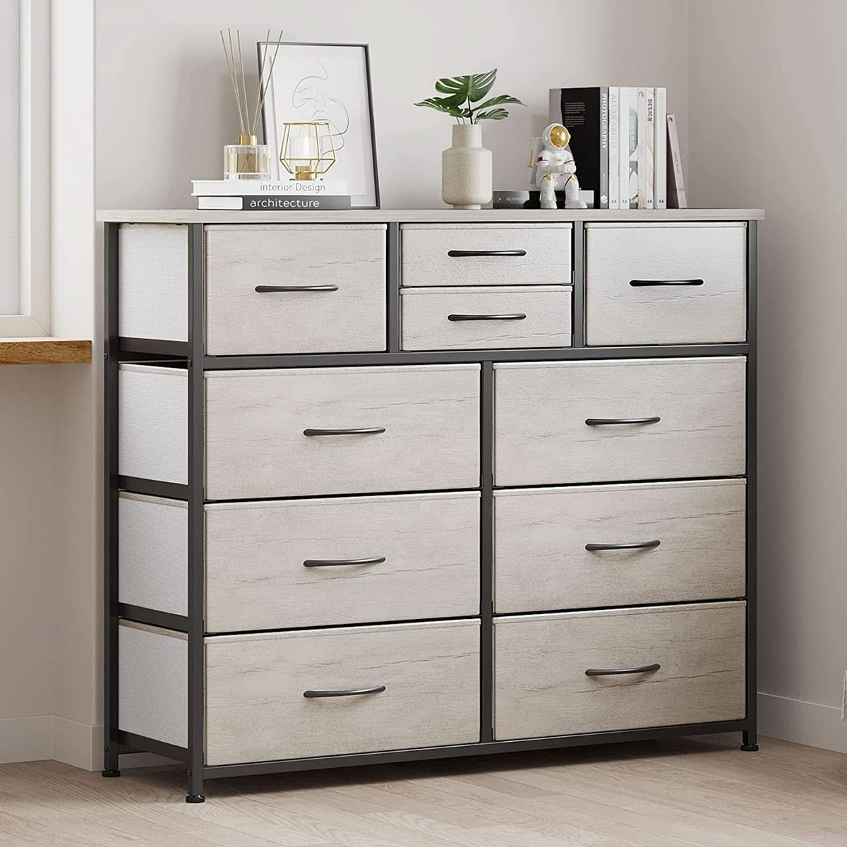Grey 4 Drawer Dresser With Wood Top And Nightstand
