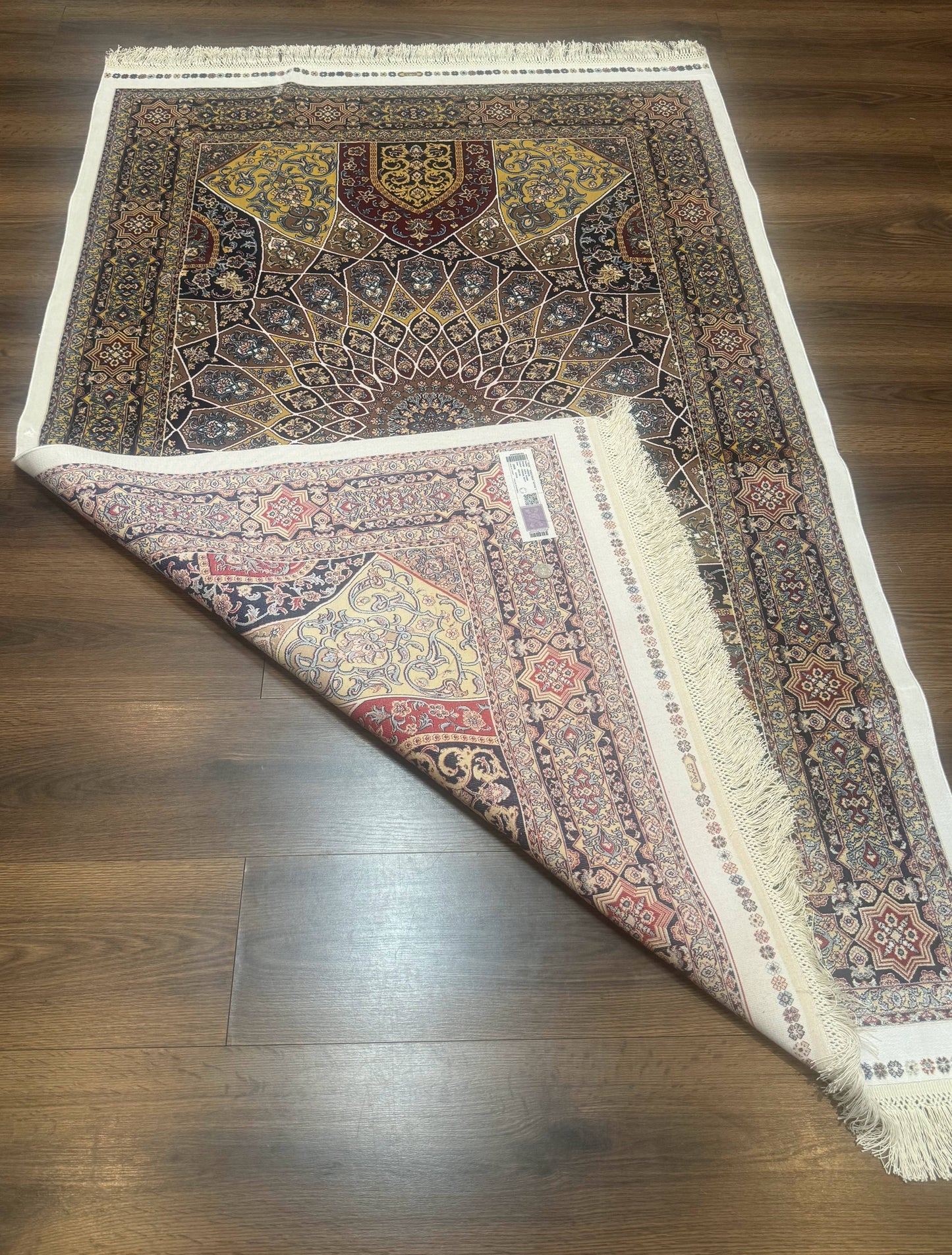 Turkish Silk Rug 4x6, Dome Design, Memluk Carpet, Bamboo Silk, New