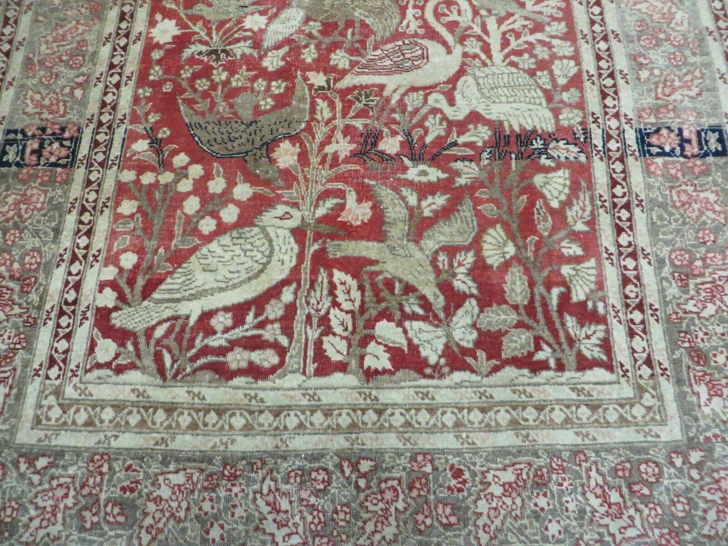 4' X 6' Antique Handmade Turkish Tree Of Life Oriental Wool Rug Birds Red