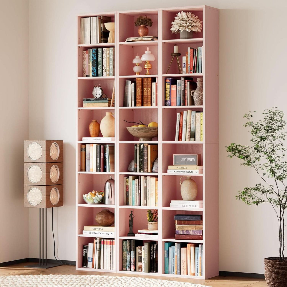 Tall Narrow Eight Tier Corner Bookcase For Home Office