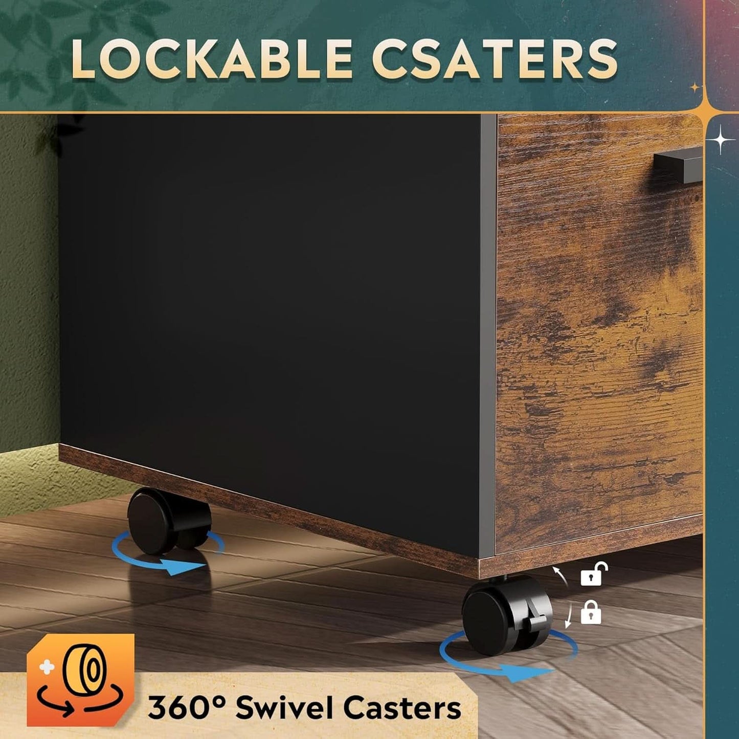 3 Drawer Wood File Cabinet With Lock For Home Office