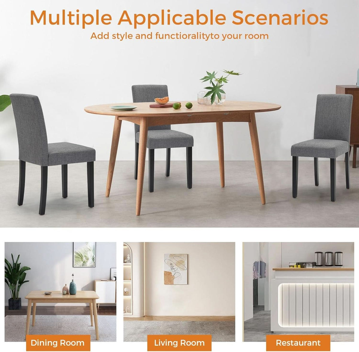 Gray Modern Fabric Upholstered Dining Chairs Set Of 4