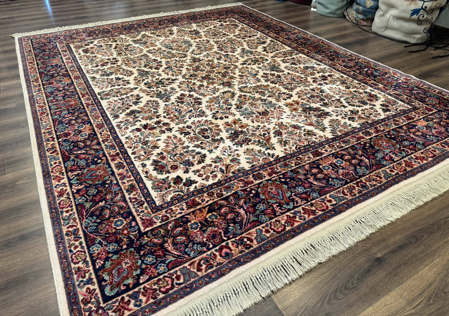 Karastan Rug 8.8 x 10.6 Ivory Sarouk #700/760, Wool Discontinued Original 700 Series
