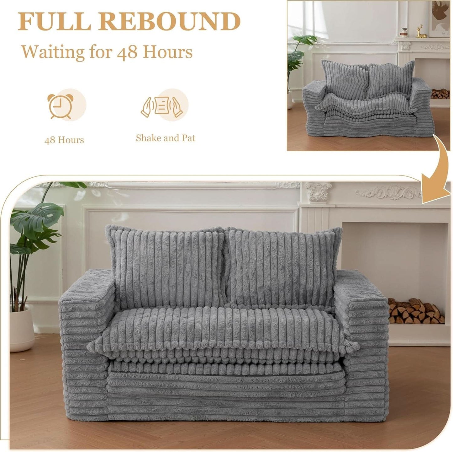 Dark Grey Interconvertible Sleeper Sofa Bed Cushions