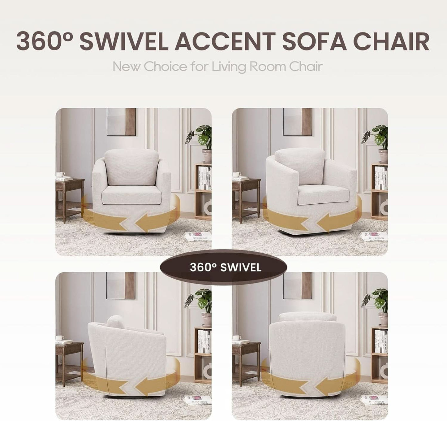 Beige 360 Degrees Swivel Armchairs Fully Assembled
