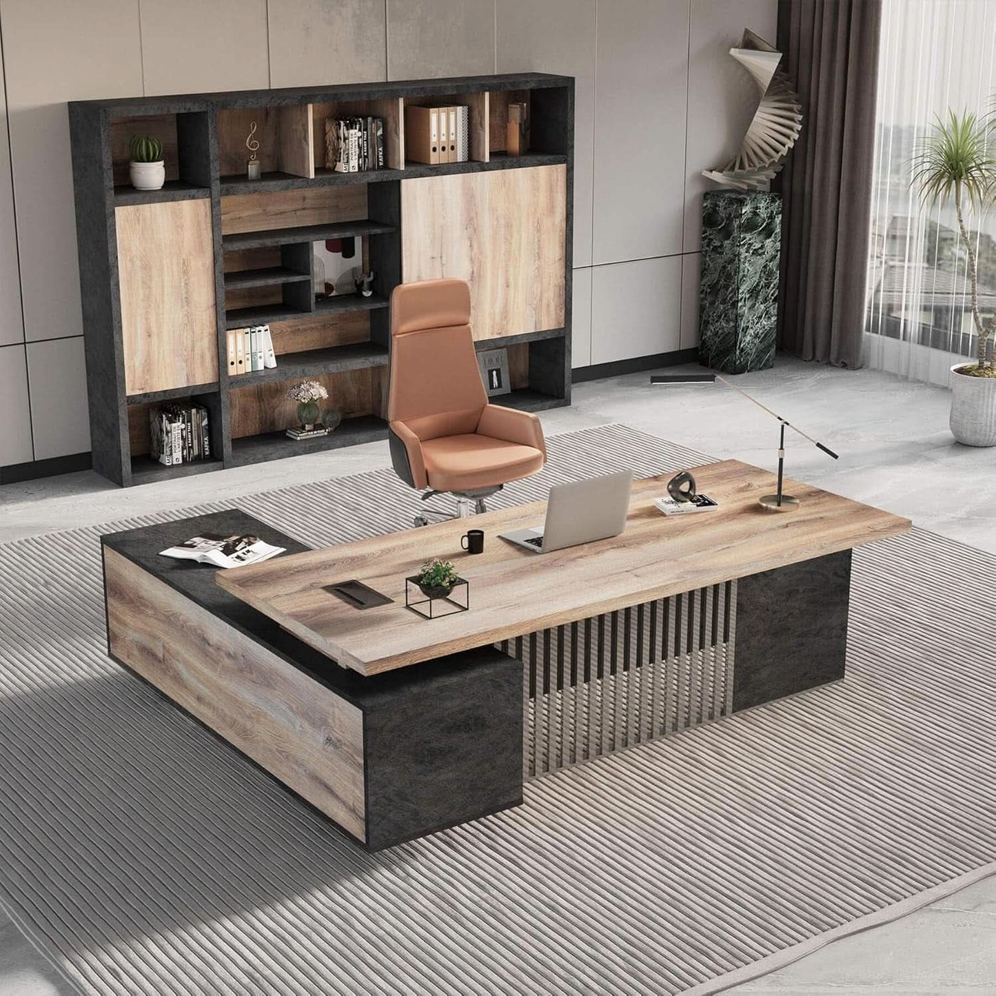 Spacious Executive Desk With Ample Storage Drawers