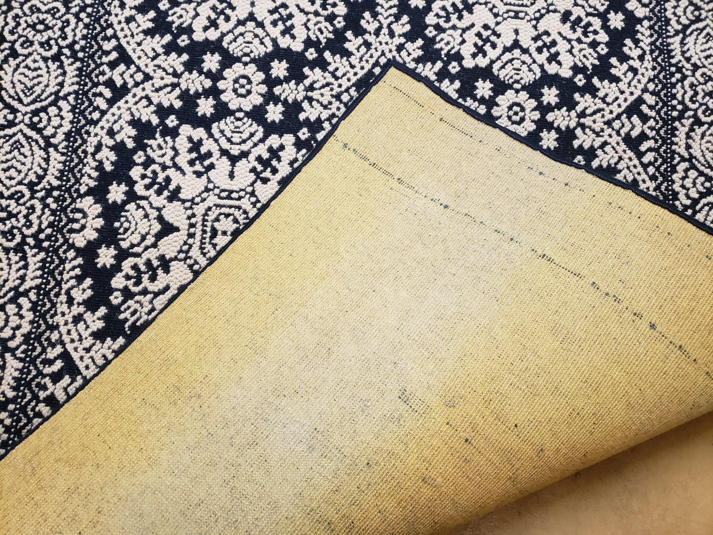 4x6 Power-Loomed Rug Dark Navy Blue & Ivory Oriental Carpet Nice