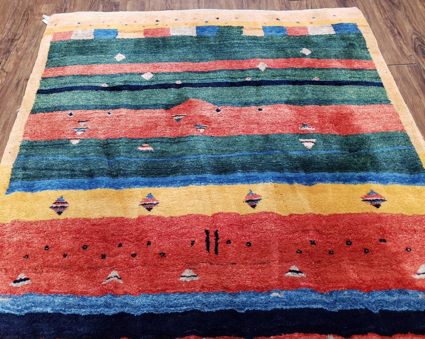 Colorful Persian Gabbeh Rug 4x6, Soft Pile, Colorful Rug, Handmade Hand Knotted Wool Carpet, Home Office Rug, Area Rug for Bedroom 4 x 6 ft
