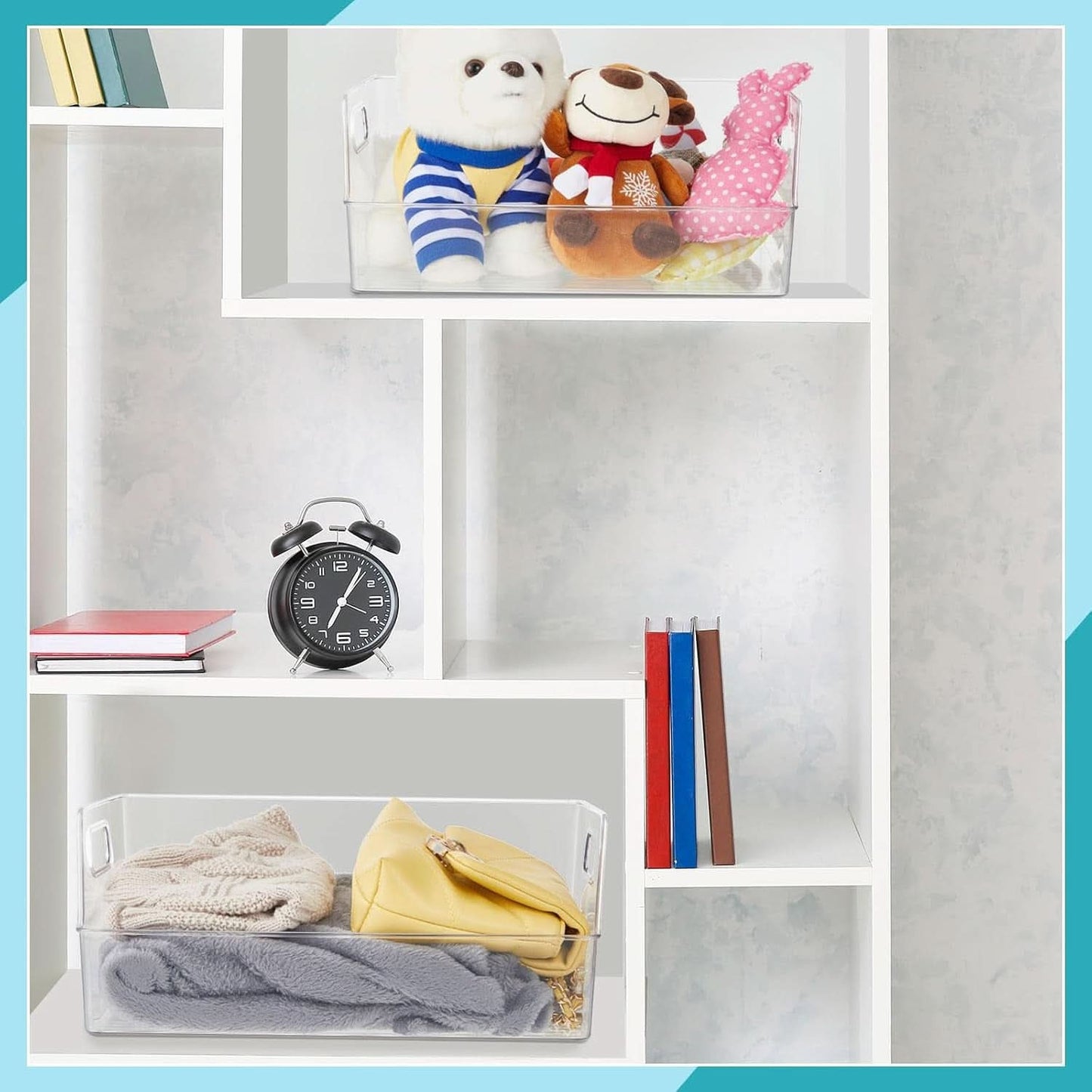 4 Pack Clear Large Book Display Case 13 X 8.5 X 5.9 Inch Stackable With Handle
