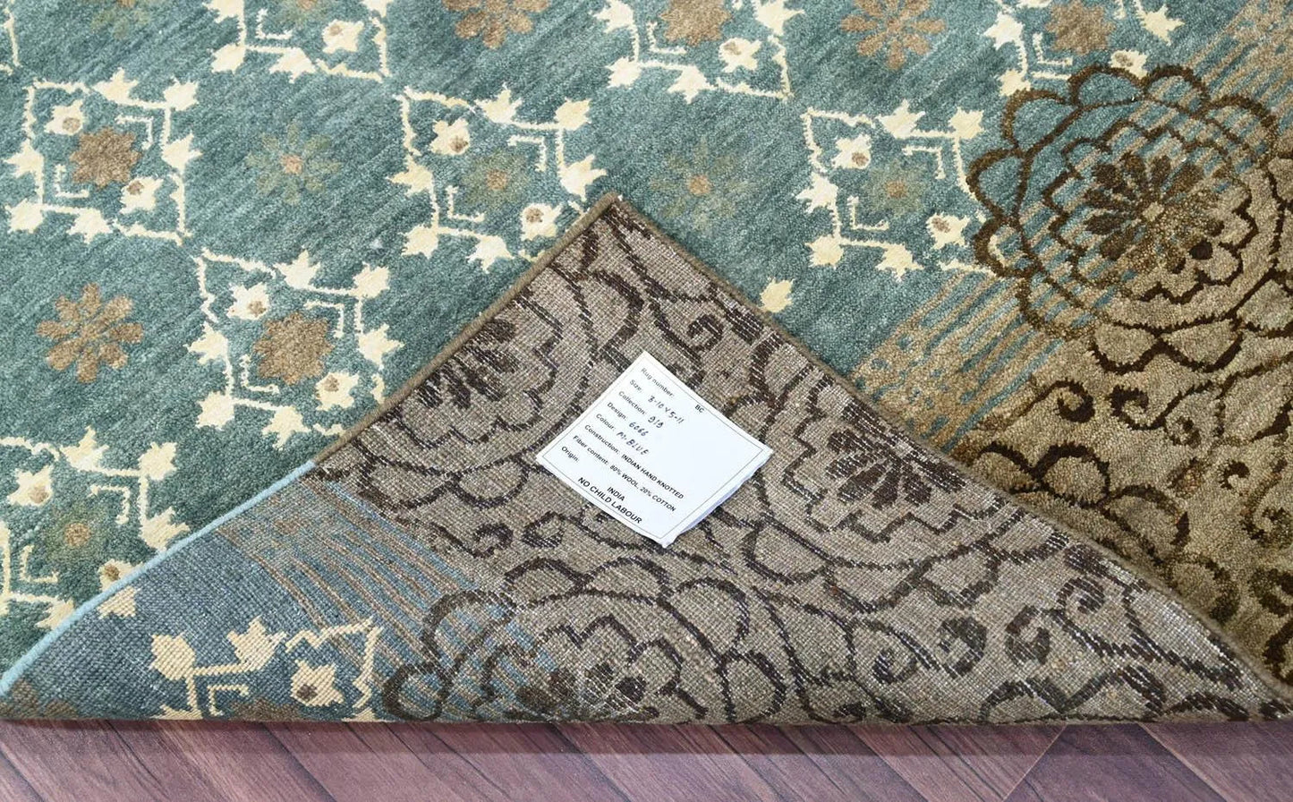 LoomBloom 3' 10'' x5' 11'' Teal Hand Knotted Transitional Oushak Wool Oriental Area Rug