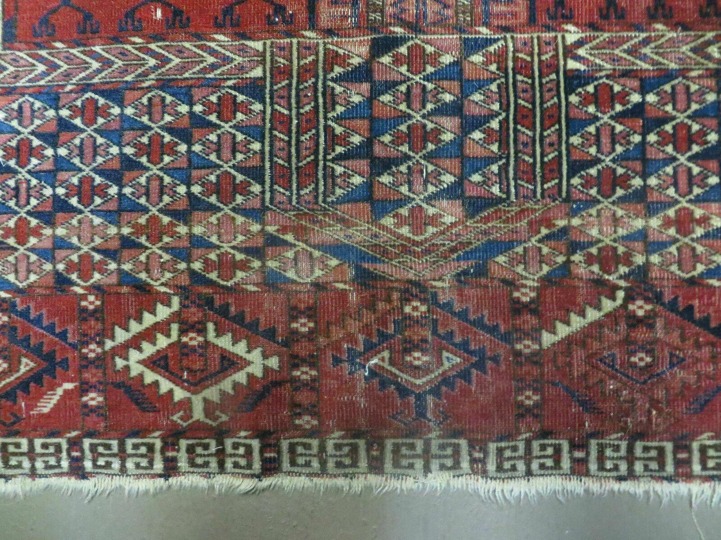 Antique Turkoman Rug 4x5, Ensi Hatchli Tekke Wool Rug