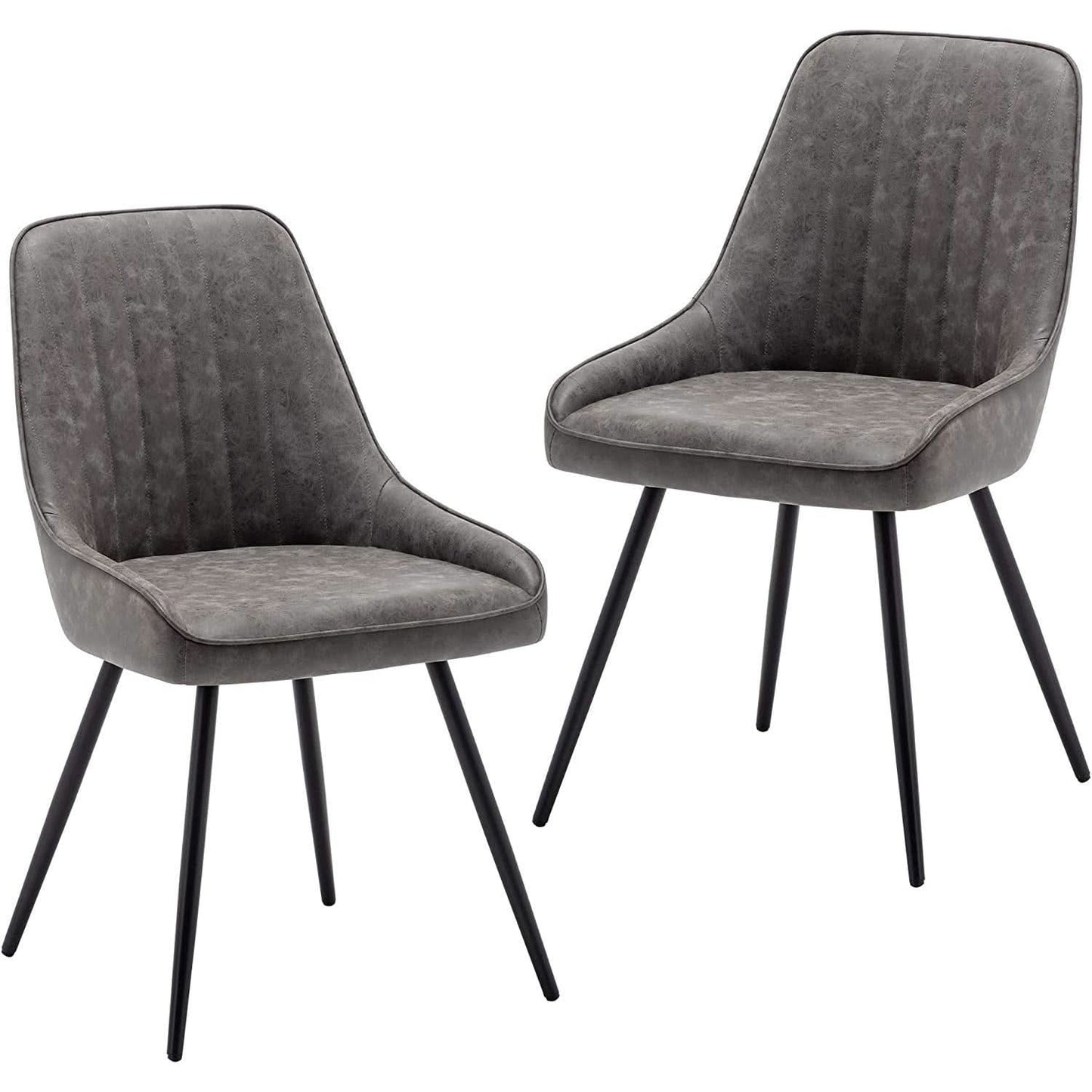 Modern Faux Leather Dining Chairs Set Of 2 Armless Metal Legs