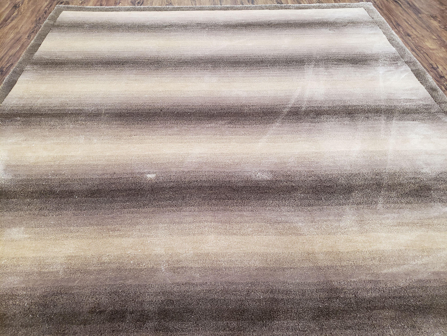 Vintage Safavieh Tibetan Indian Rug 6x9, Nepal Rug, Handmade, Striped Rug, Brown & Beige, 6x9 Oriental Carpet, Wool, Soft