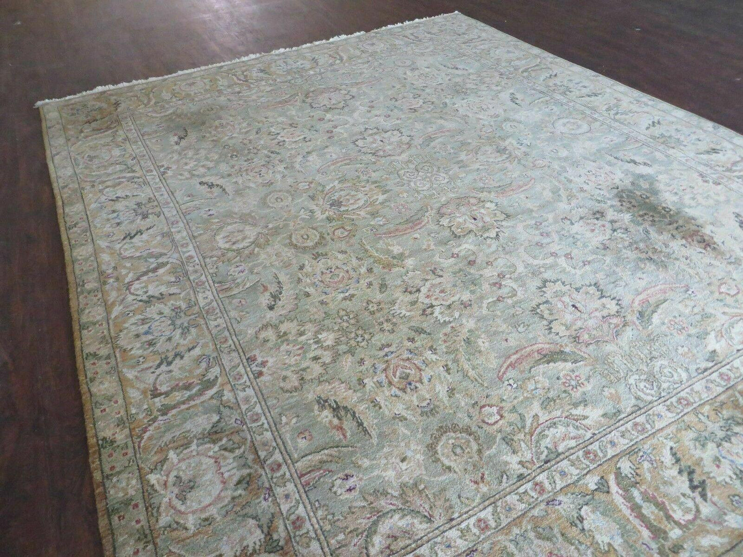 8' X 10' Vintage Handmade India Floral Oriental Top Quality Jaipur Tea Wash