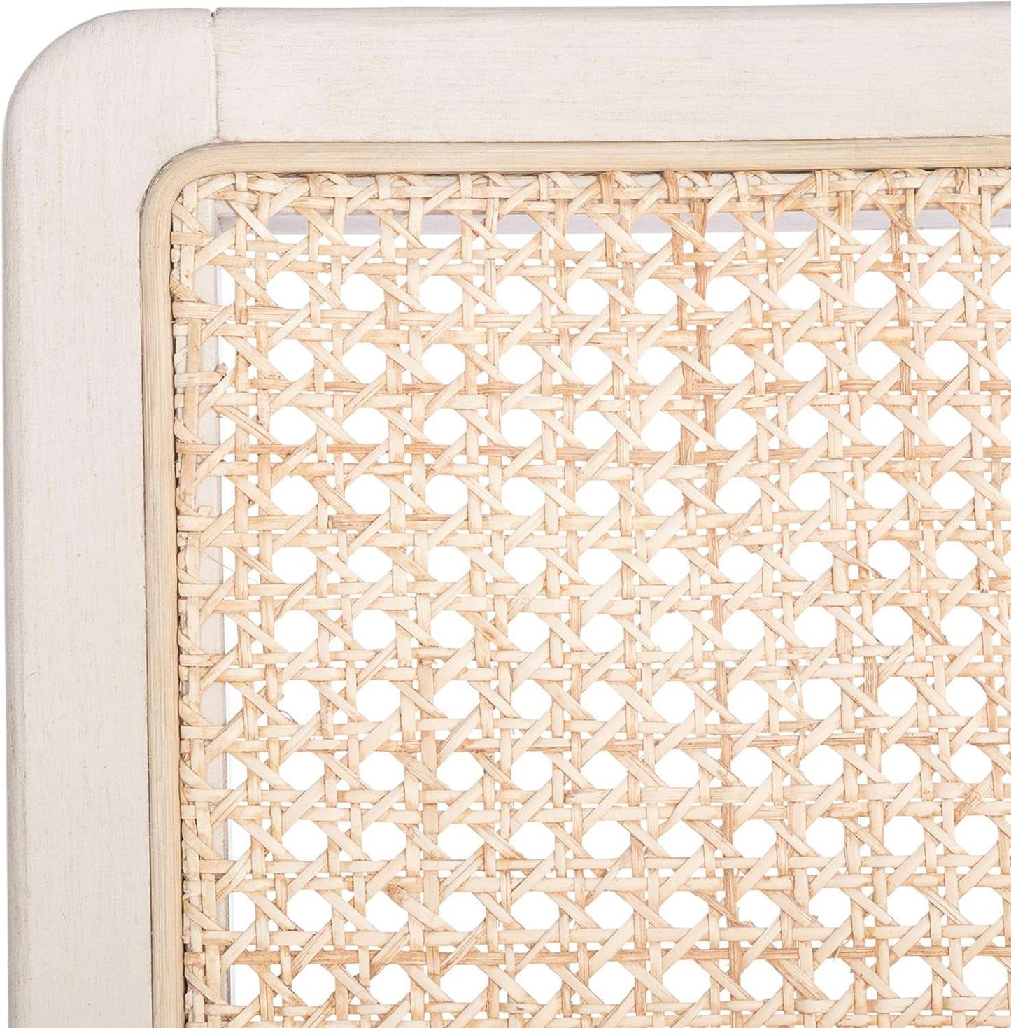 Coastal White And Natural Rattan Dining Chair Set Of 2
