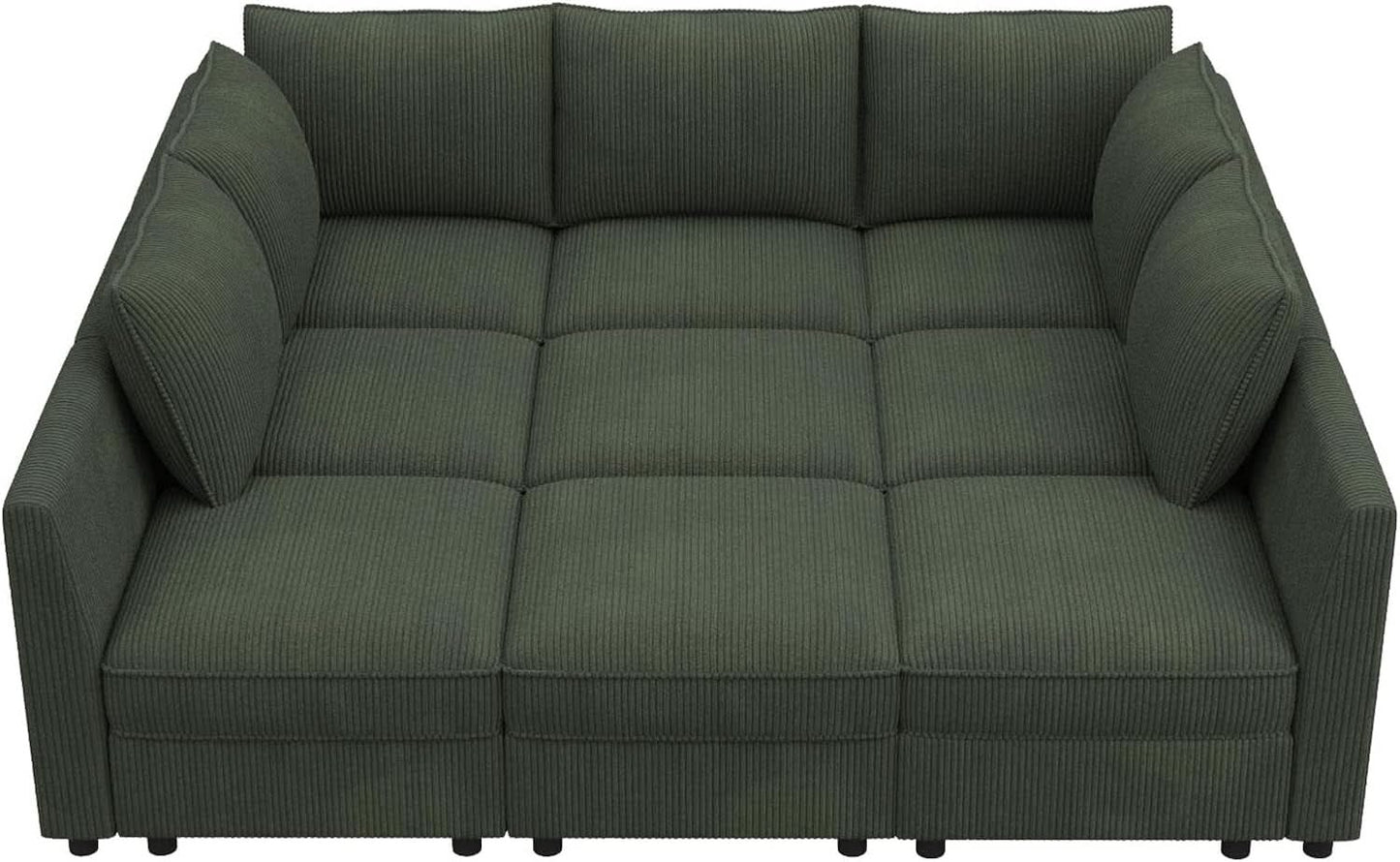 Emerald Green Modular Sleeper Sofa With Hidden Storage Compartment