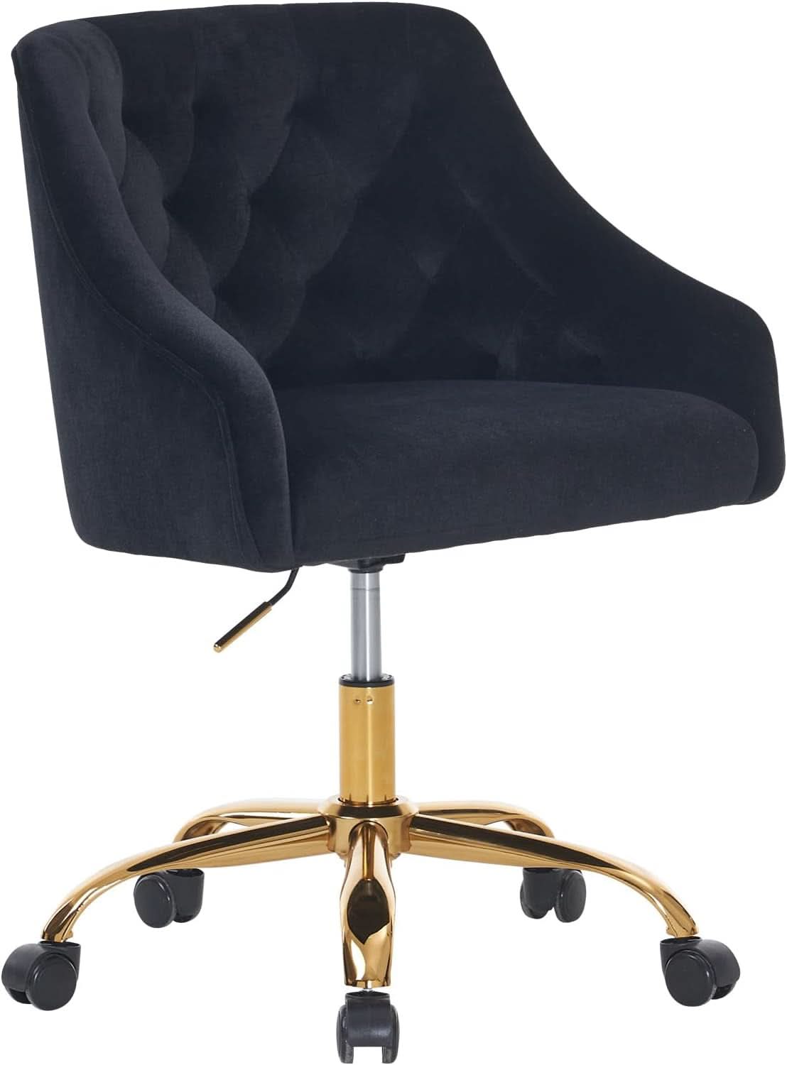 Black Velvet Office Chair 360 Swivel For Home Office