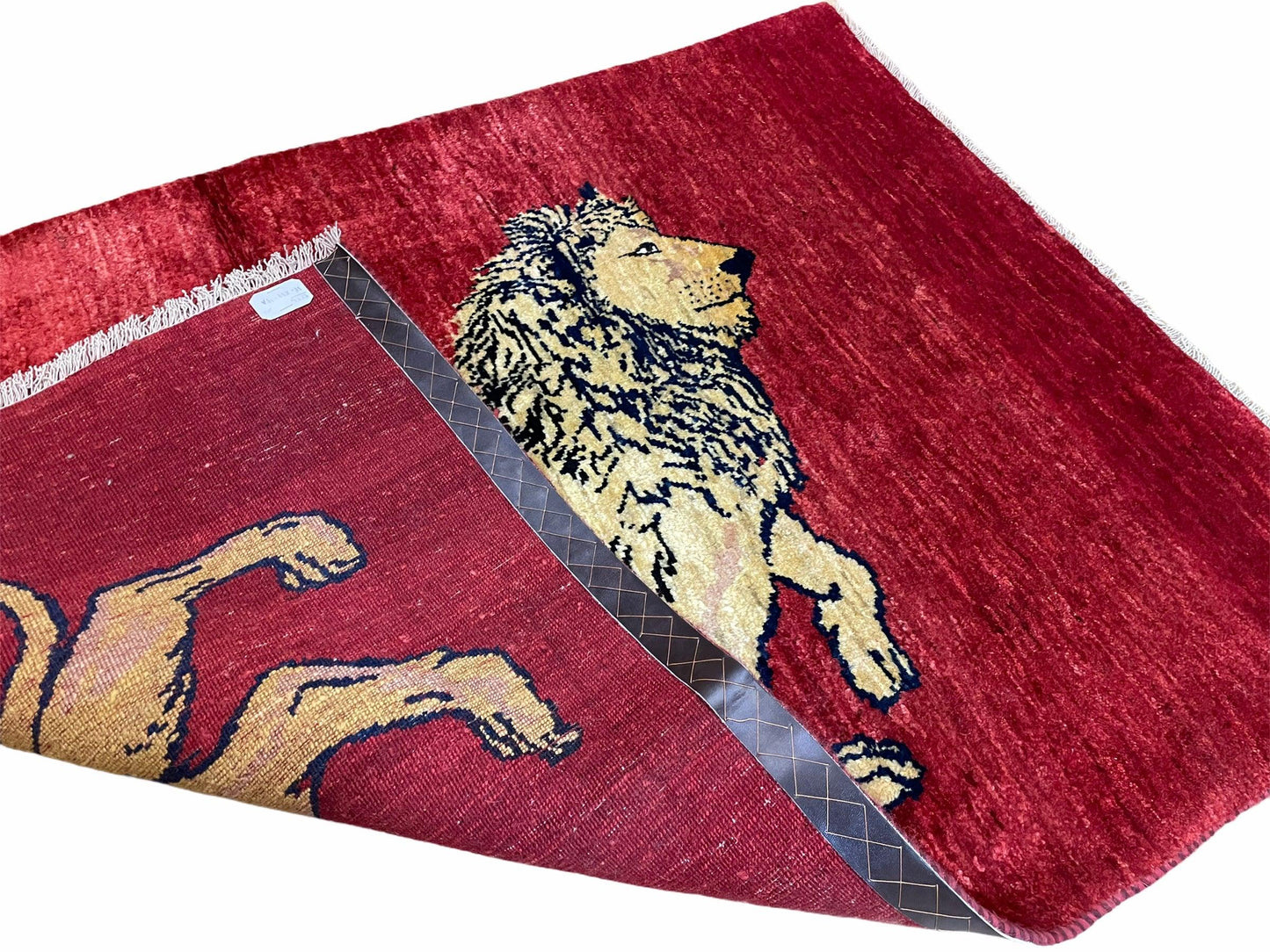 3 X 5 Handmade Hand-Knotted Quality Wool Rug New Vintage Lion Red Pictorial