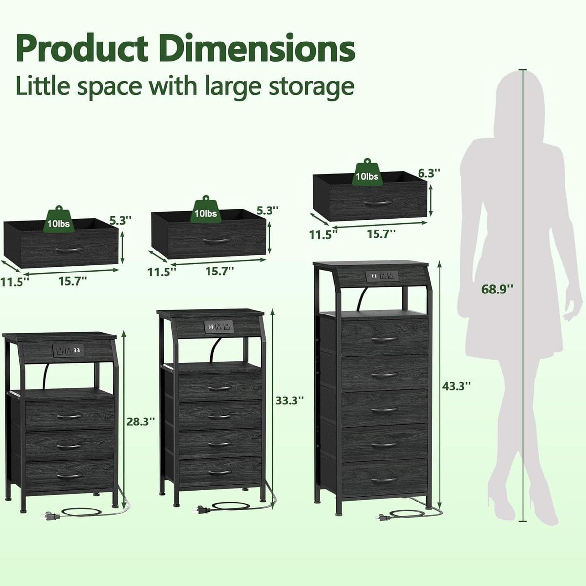 Black Oak Dresser With Integrated Charging Station