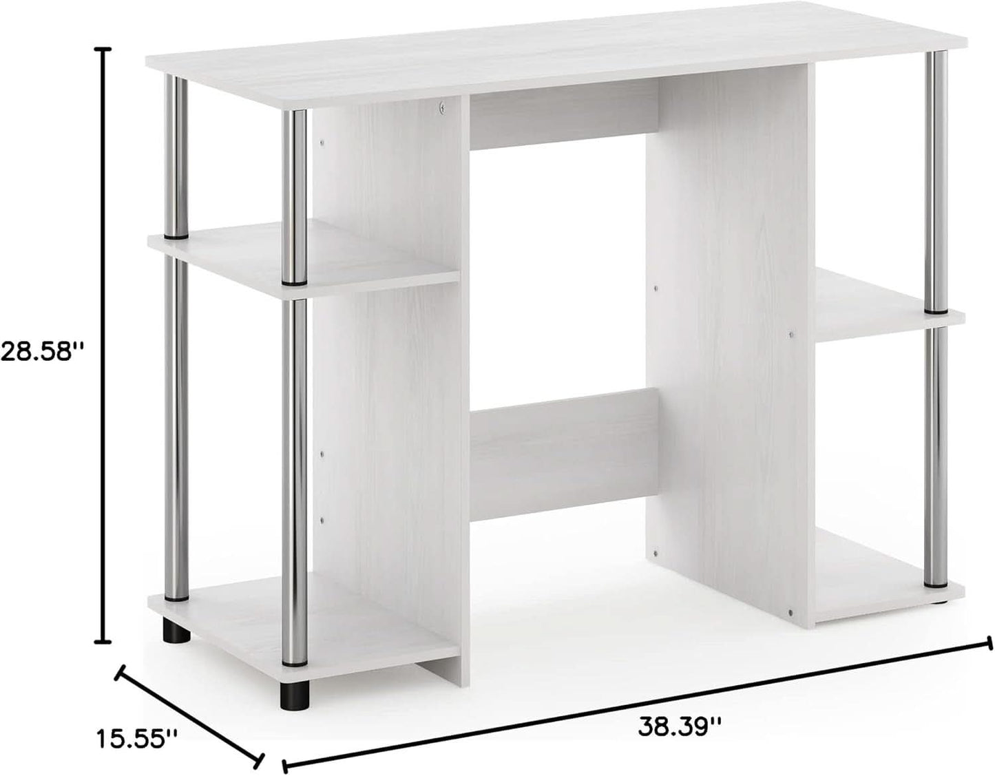 Jaya White Oak Computer Study Desk Stainless Steel Frame