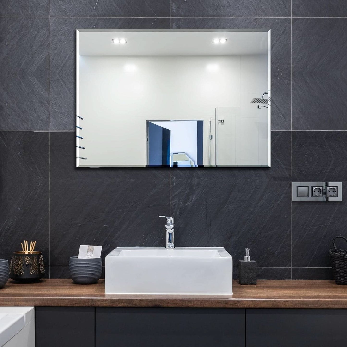 Wall Mirror Frameless 24x32 Bathroom Vanity Decor Accent