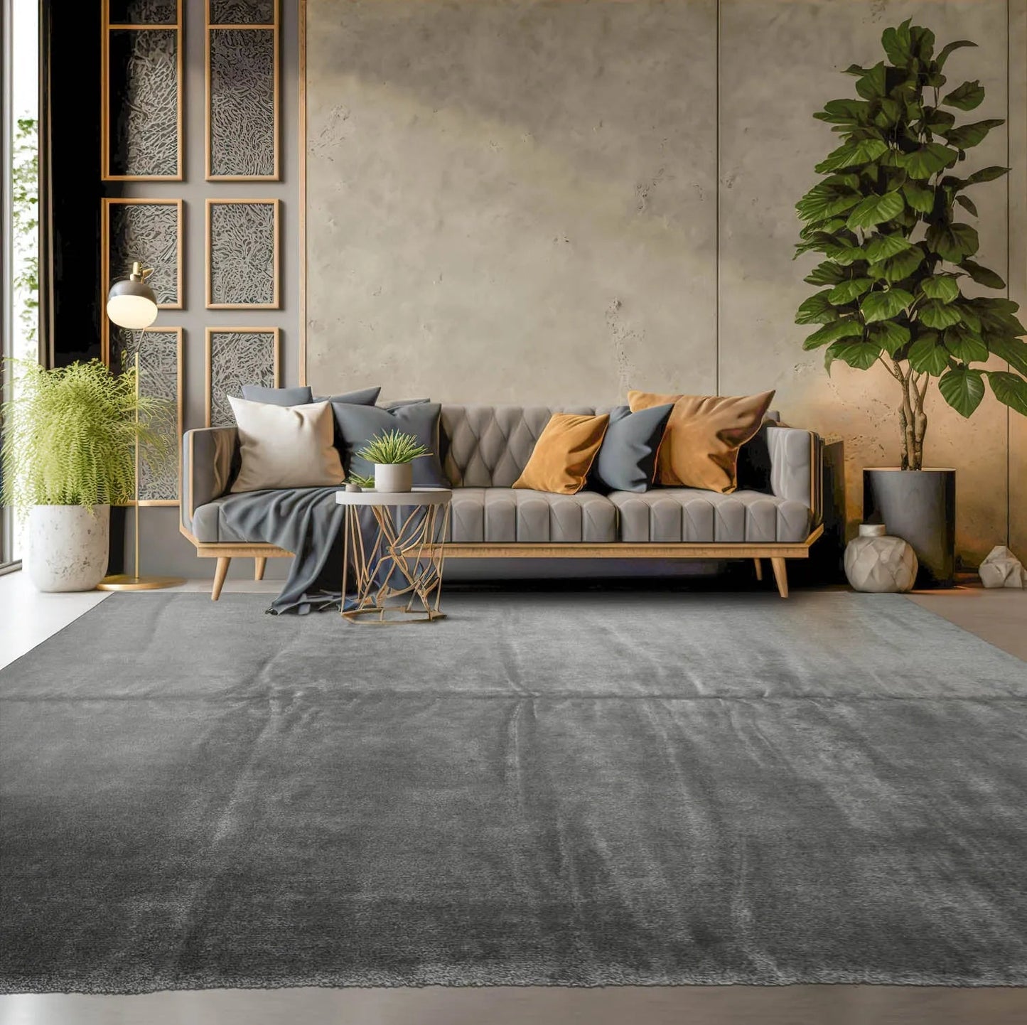 12'2''x16'2'' Gray Hand Knotted Tibetan Wool and Silk Modern & Contemporary Oriental Area Rug