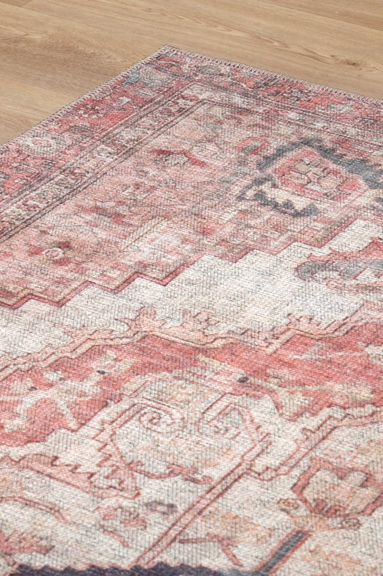 Carmine Vintage Farmhouse Charm in Orange : Runner Rug