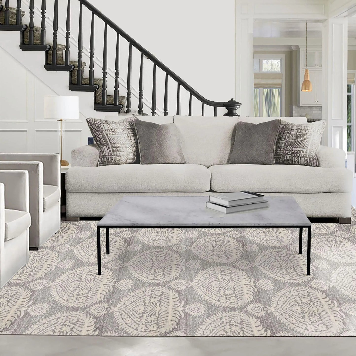 Multi Size Beige, Gray Machine Made Polypropylene Turkish Gabi Traditional Oriental Area Rug