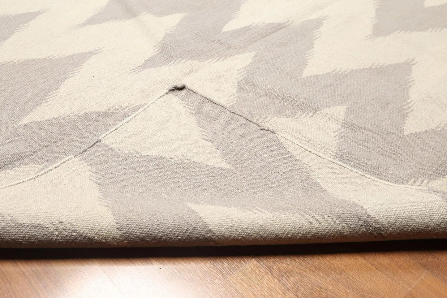 8'x10' Beige and Gray Color Hand Woven Kilim Dhurry 100% Wool Rug