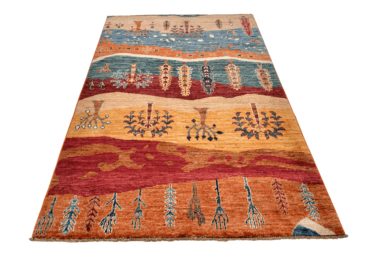 Afghan Gabbeh - Trees (3'05"x5'01") multicolor/rust