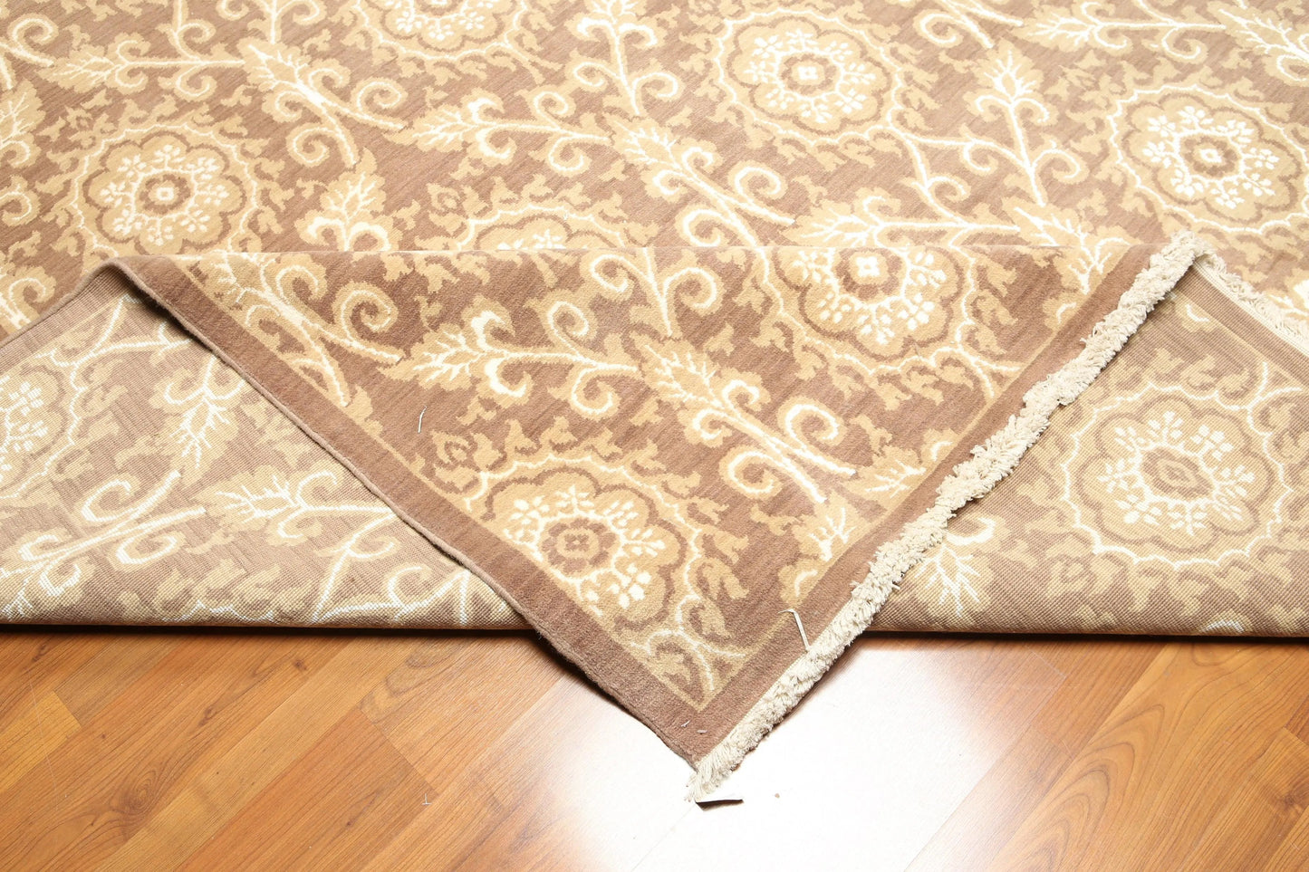 9' x 12' hand knotted Wool Damask Pattern Oriental Area Rug full pile 9x12 Brown