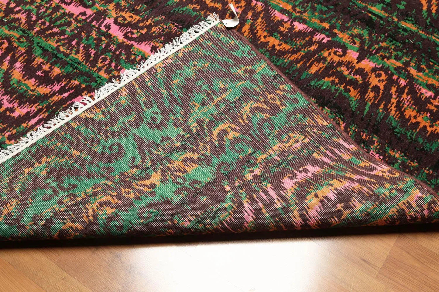 6x9 Pink, Green Hand knotted 100% Wool Modern Oriental Area Rug