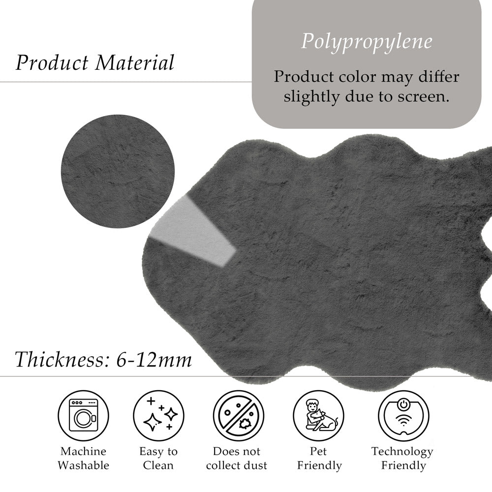 Anthracite Rabbit Plush Rug Flashrug