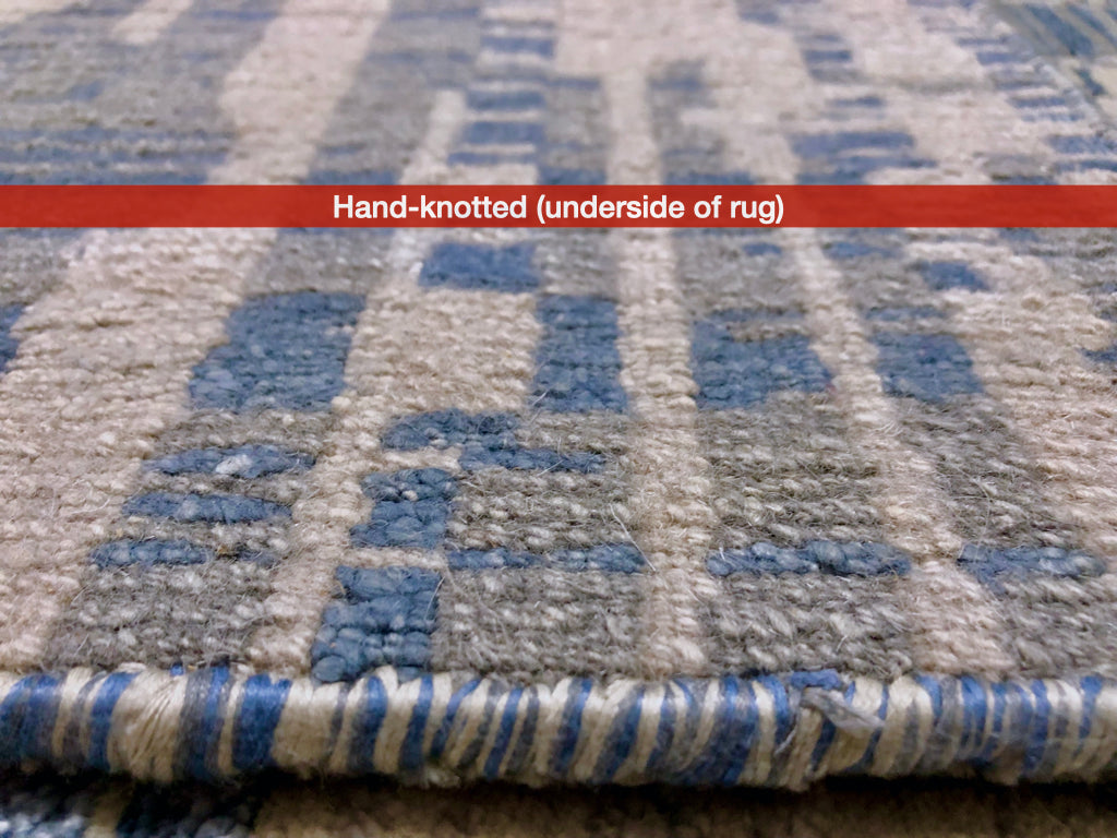 Carved, Contemporary Tibetan-Style 12x15 (blue/gray)