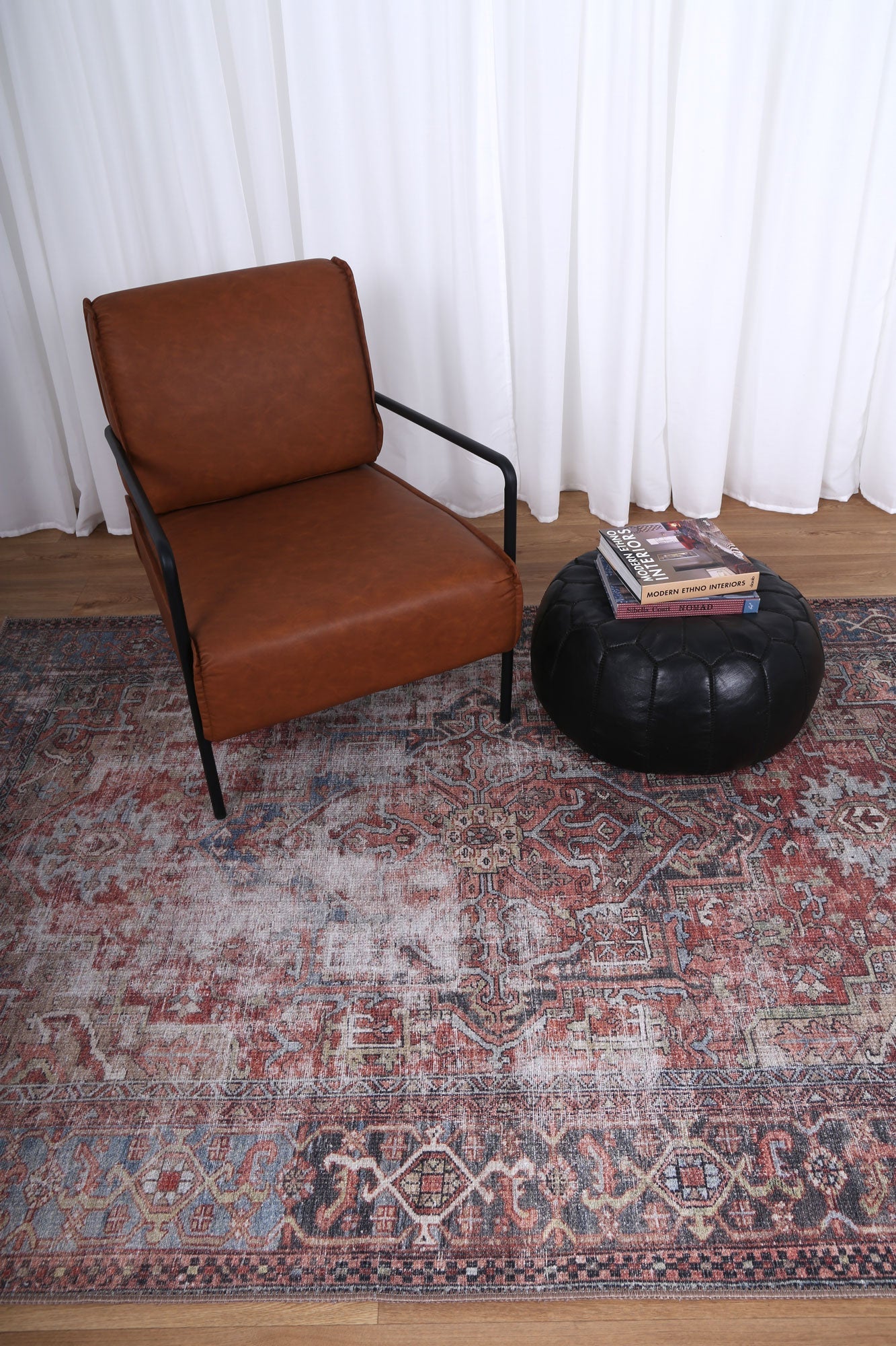 Sophia Heritage Machine Washable in Grey & Red Rug