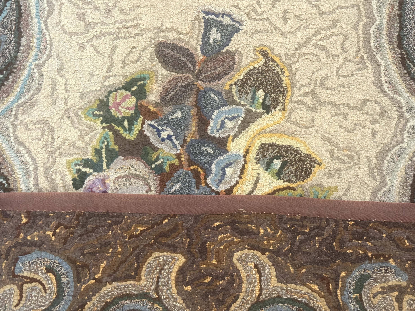 Antique American Hooked Rug 3 x 4.6, Vintage, Floral
