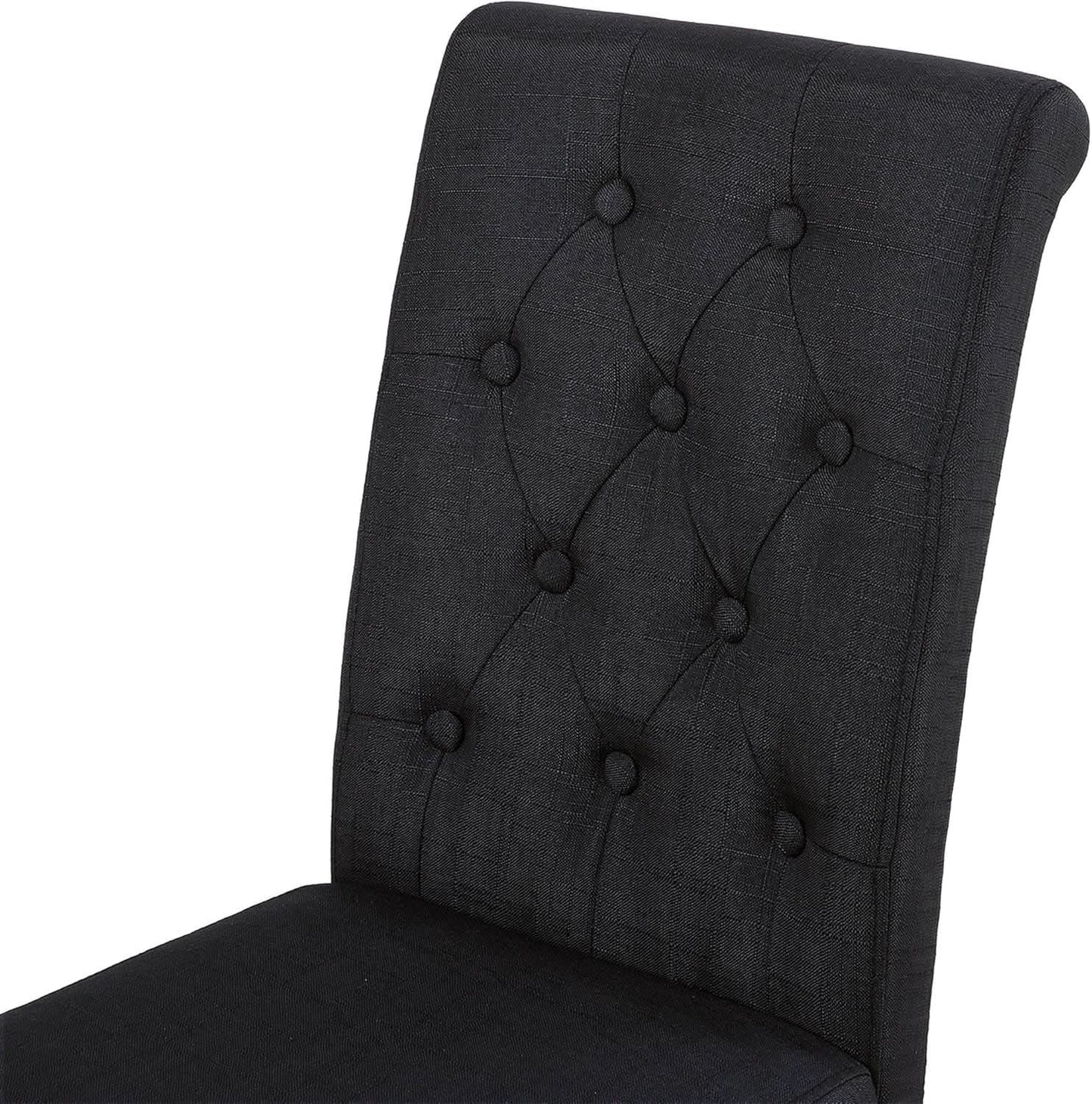 Two Upholstered Fabric Dining Chairs Button Tufting Black