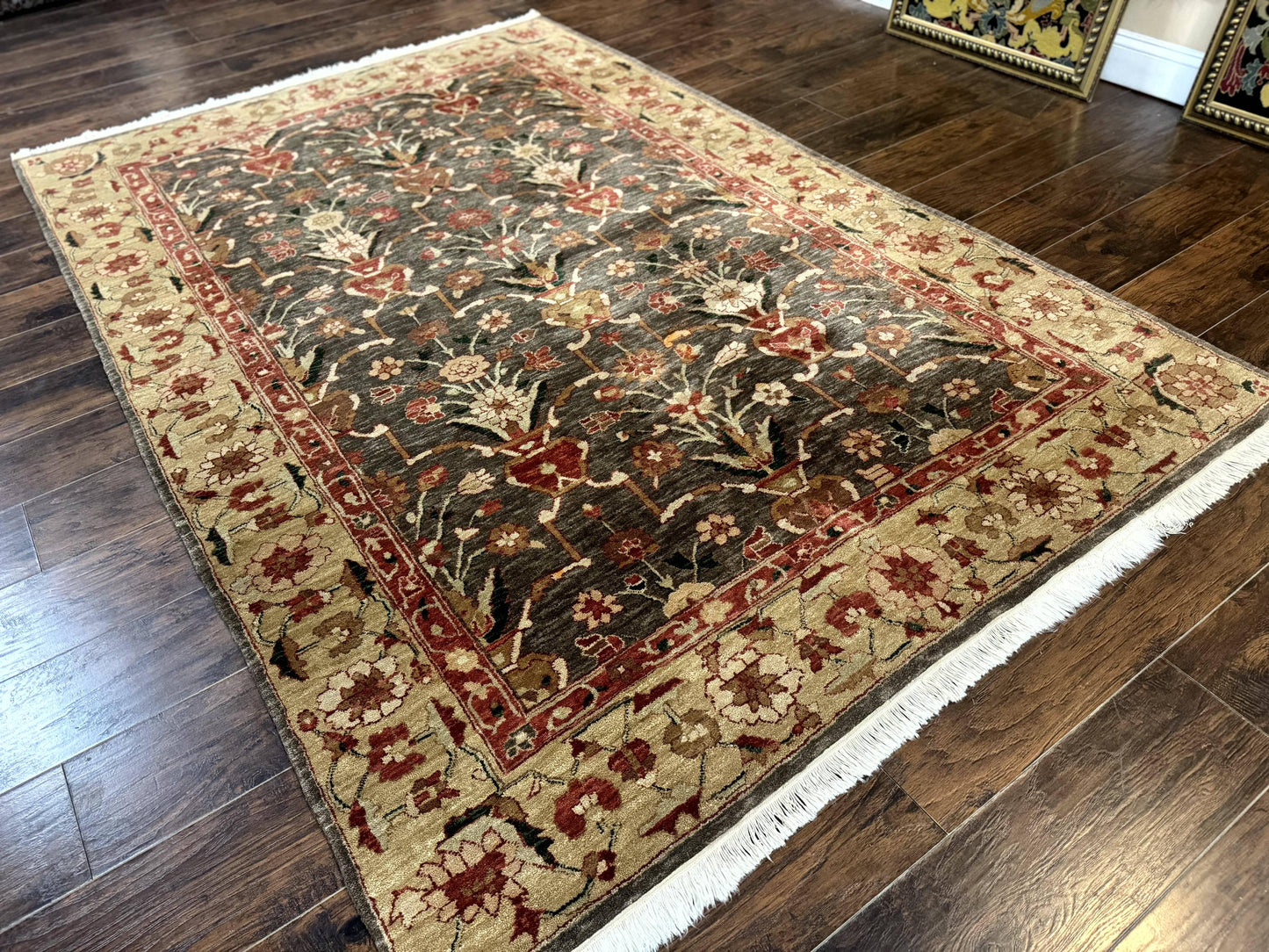 Pak Persian Mahal Rug 6x9, Floral Handmade Wool Traditional Oriental Carpet