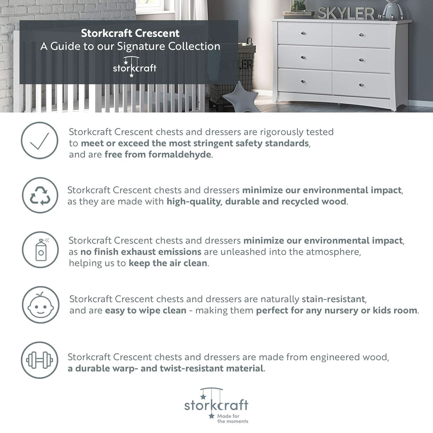 Crescent 6 Drawer Dresser Espresso GREENGUARD Gold