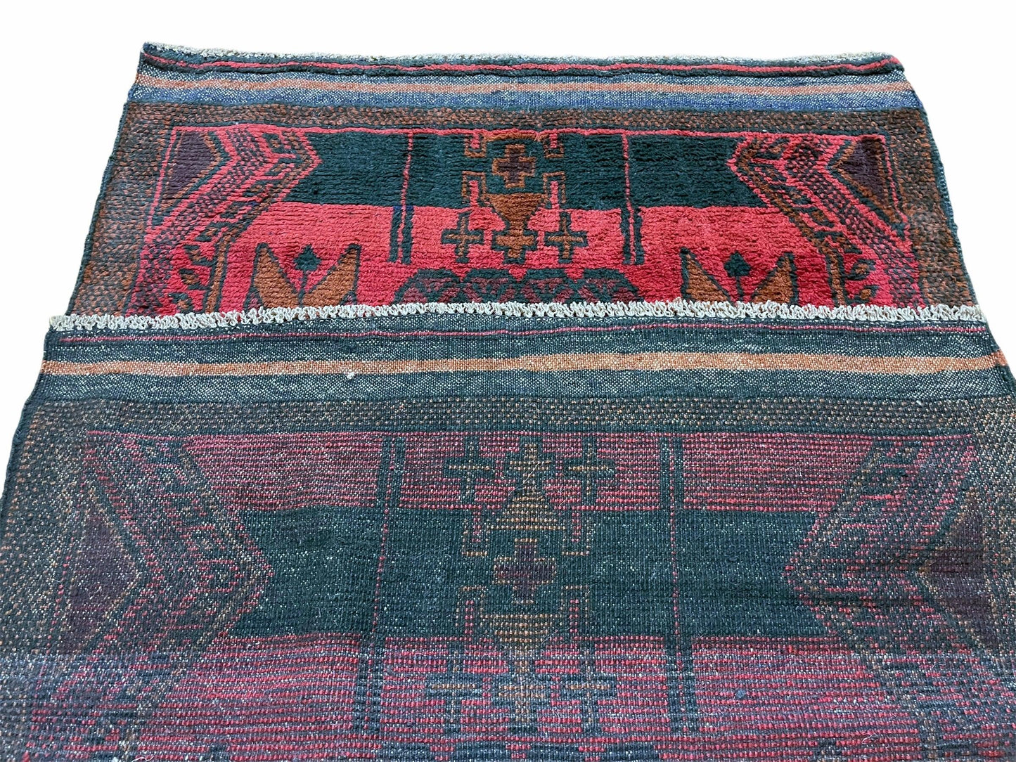 2' 10" X 4'6" Vintage Handmade Tribal Wool Rug Balouchi Rug Afghan Rug Red Black