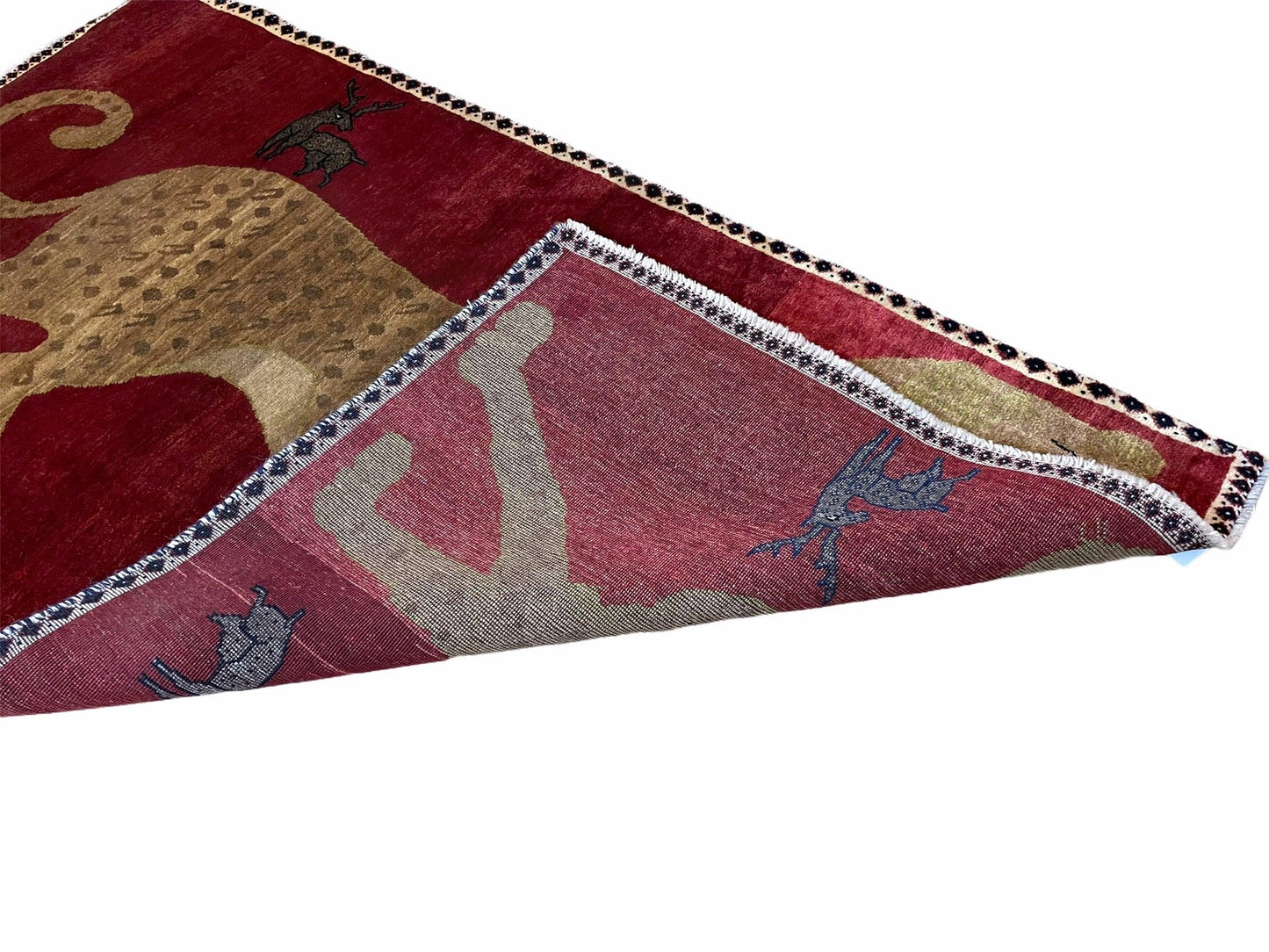 3.5 X 6 Handmade New Vintage Quality Wool Rug Leopard Red Tribal Hand-Knotted