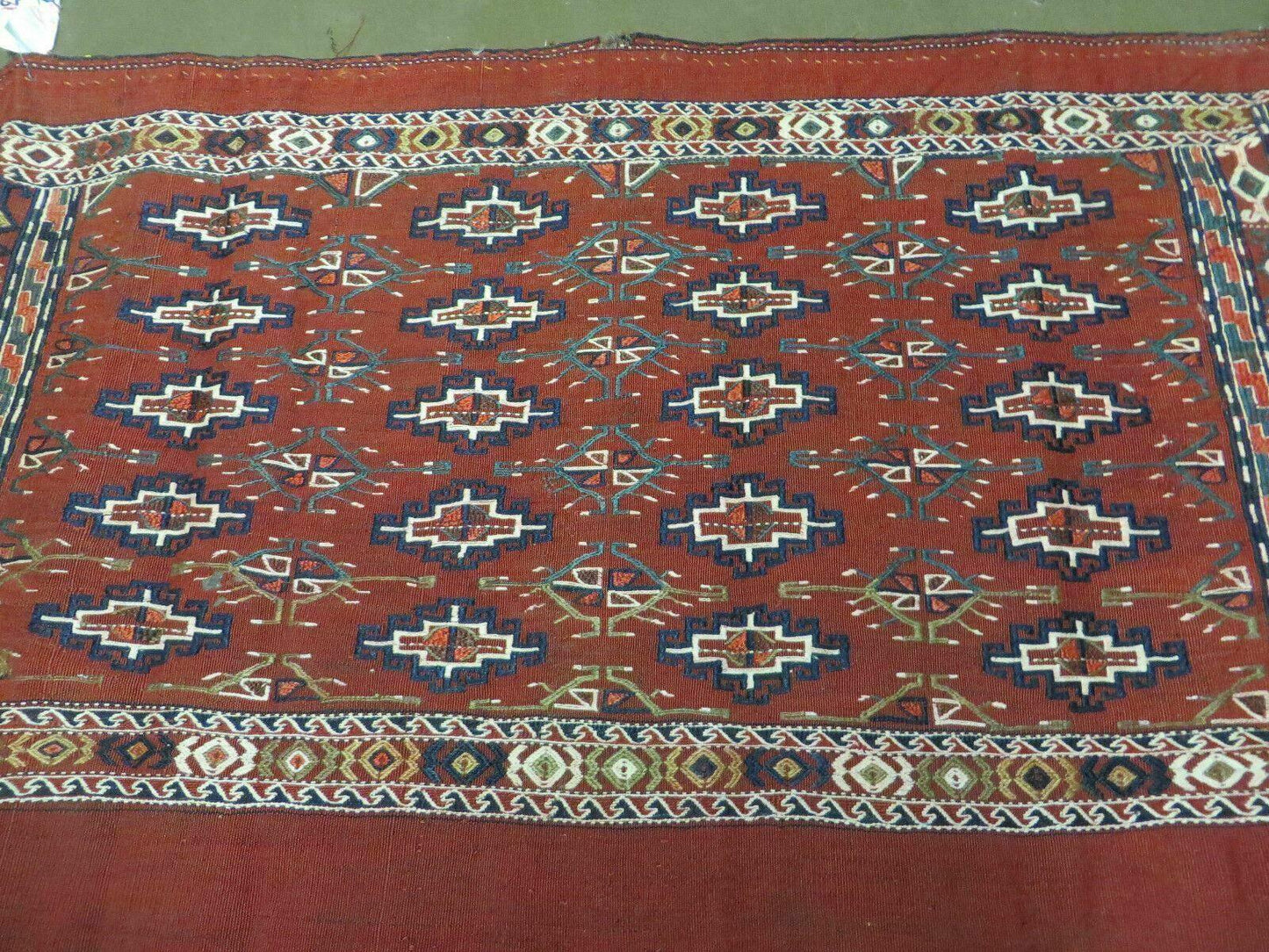 45" X 32" Antique Handmade Bokhara Turkoman Yomud Chuval Wool Rug Soumak NICE