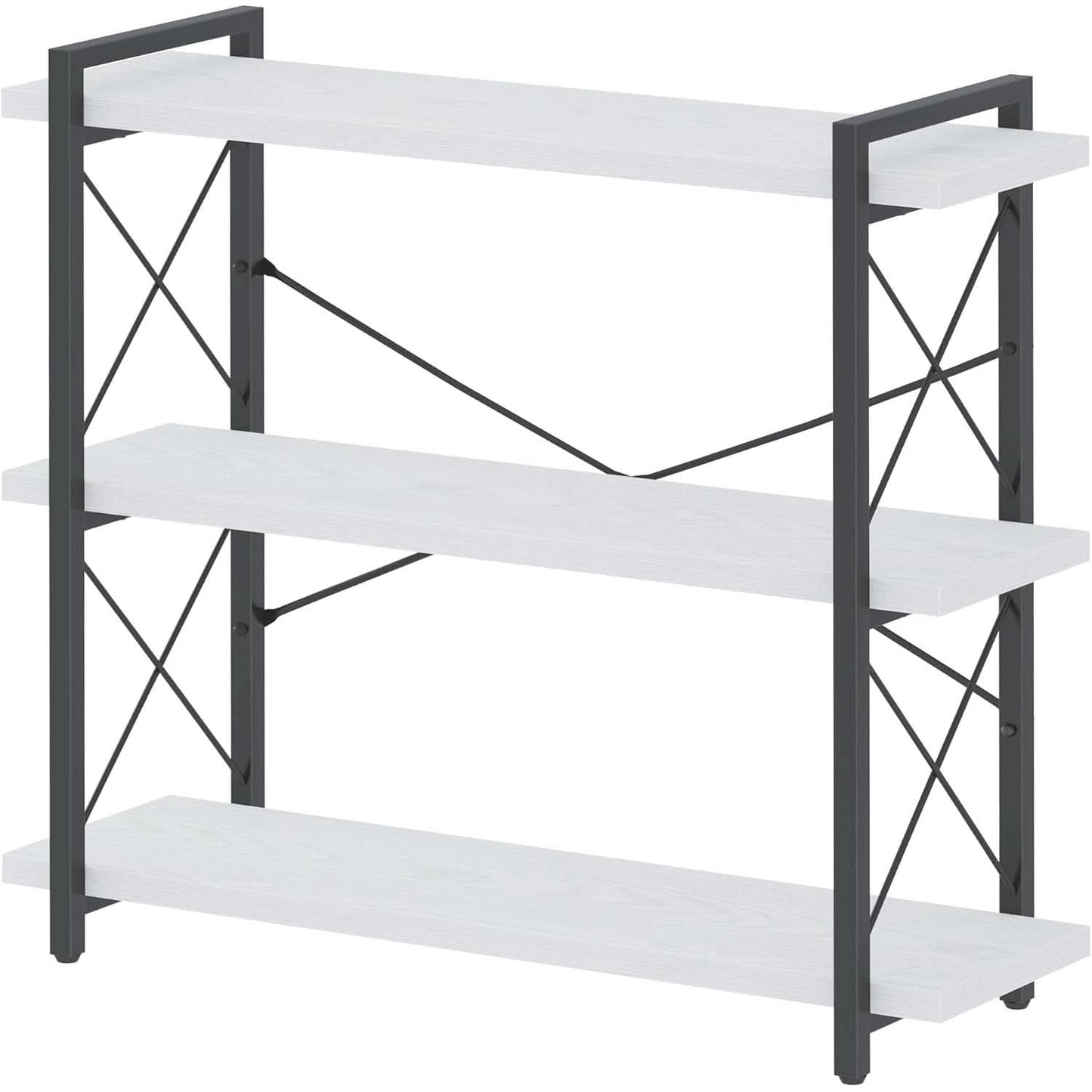 Industrial Three Tier Open Bookcase With Metal Frame Sturdy