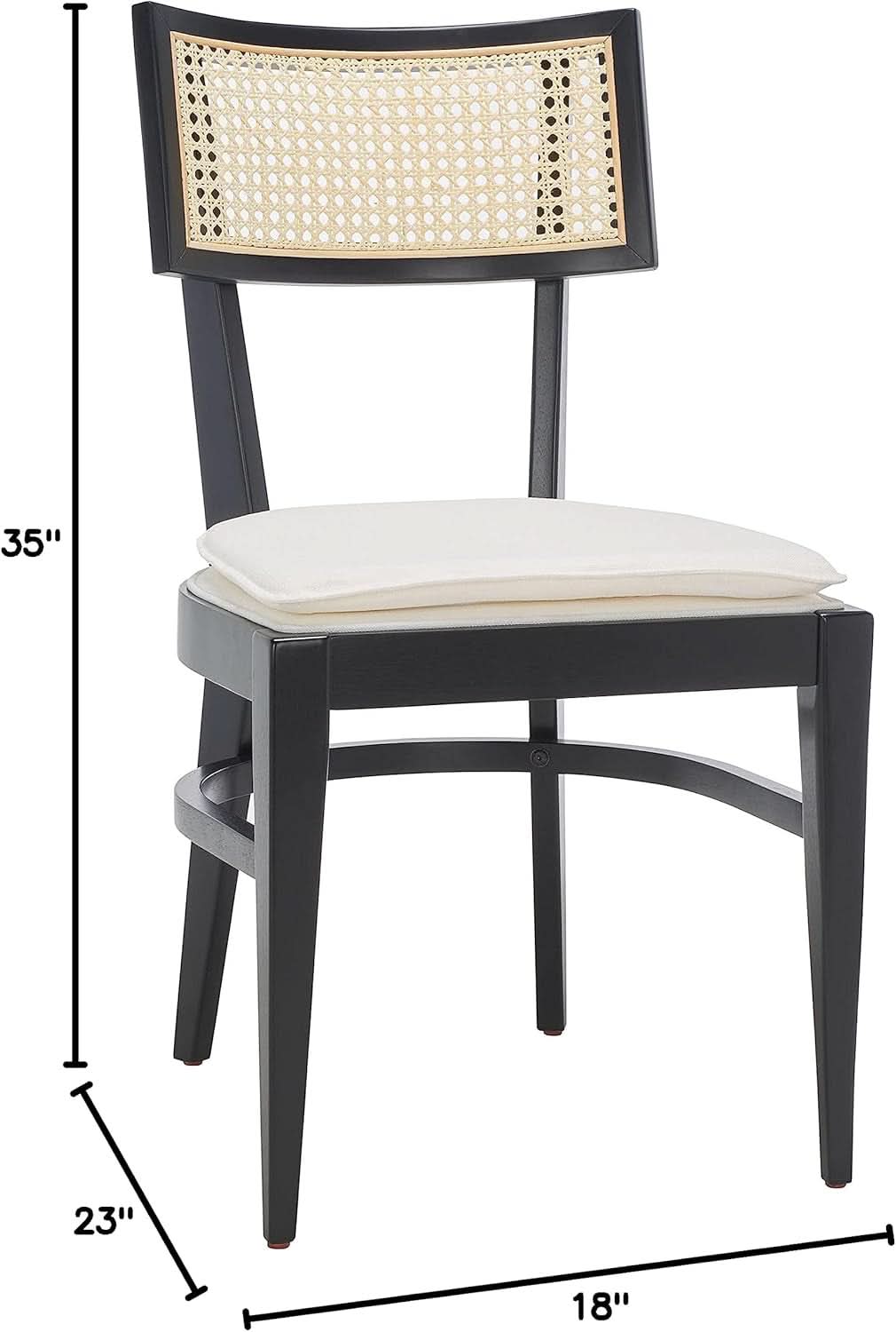 Galway Coastal Dining Chair Black Frame Cane Seat Cushion