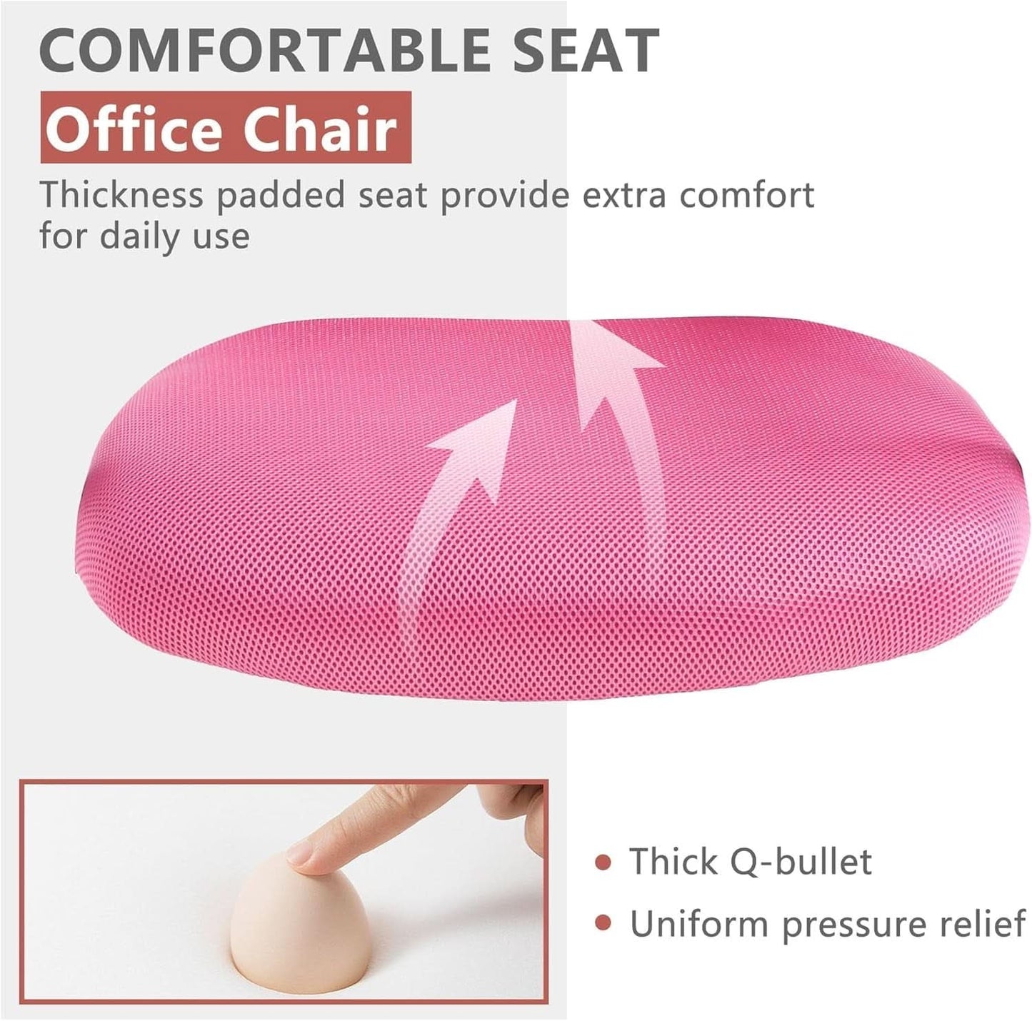 Pink Ergonomic Gaming Chair With Lumbar Support 360 Swivel
