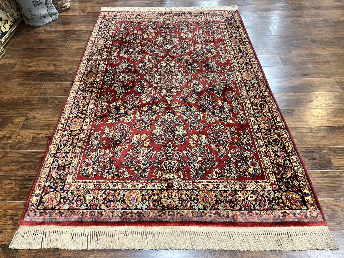 Karastan Rug 5.9 x 9 Red Sarouk #785, Wool Karastan Carpet, Original 700 Series, Vintage Karastan Oriental Rug Discontinued
