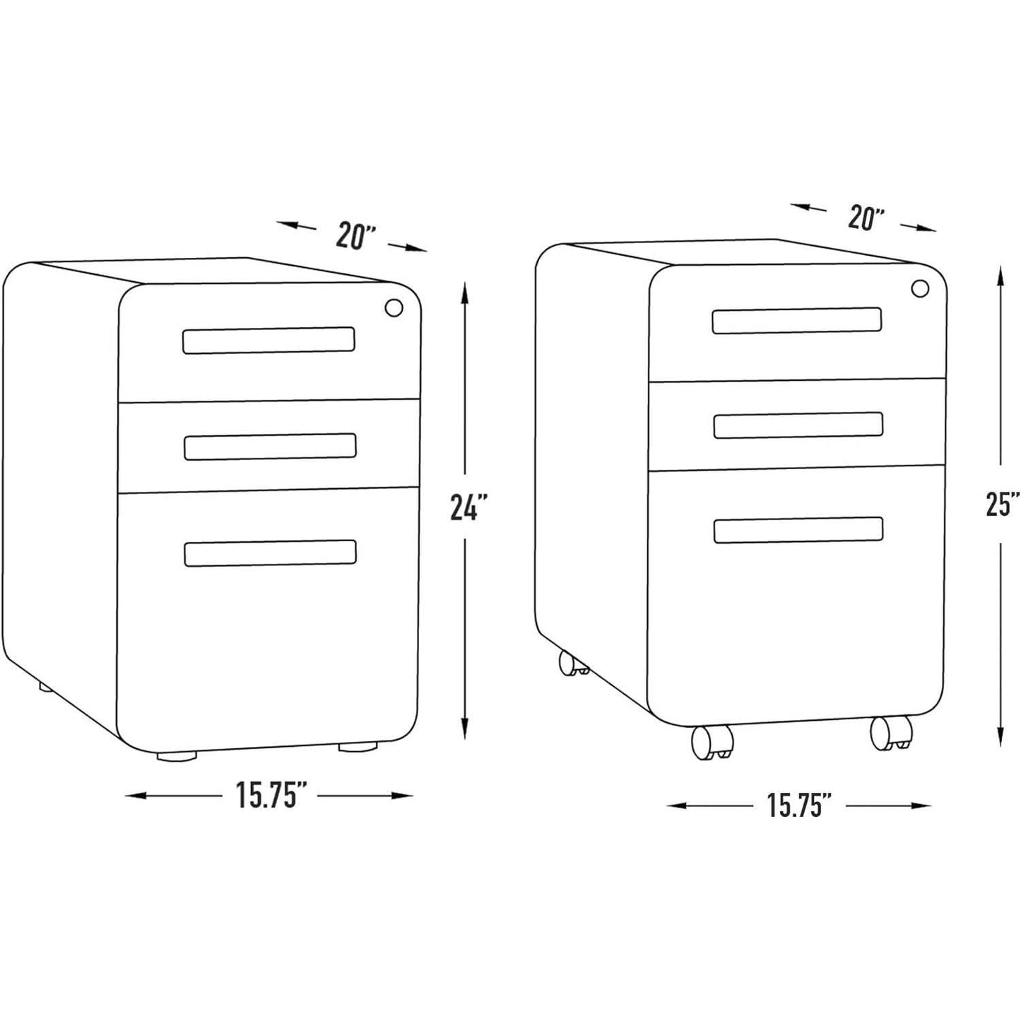 White Filing Cabinet With Lock And Wheels For Office